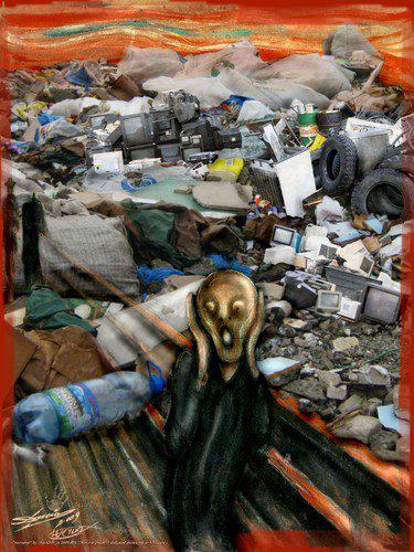 The Scream Art Picture with Environmental Damage