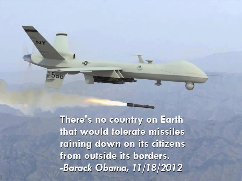 Obama quote, "there is no country on Earth that would allow illegal bombing of its civilians"