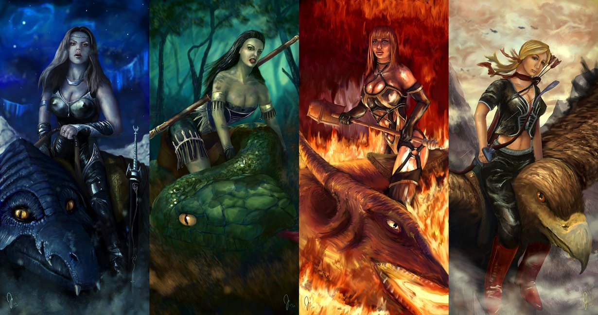 Four badass dragon riding bitches