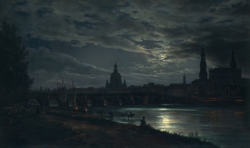 Johan Christian Dahl - View of Dresden by Moonlight.