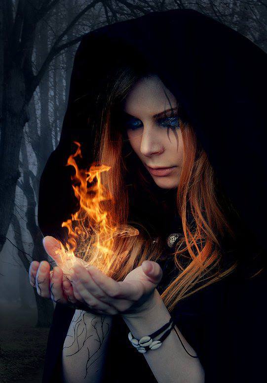 sorceress with a flame